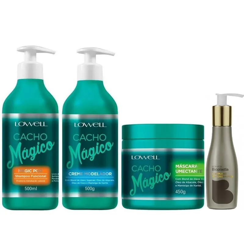 Shampoo Funcional Creme E MÁScara Cacho MÁGico E Bioplastia Complexo Reconstrutor Lowell