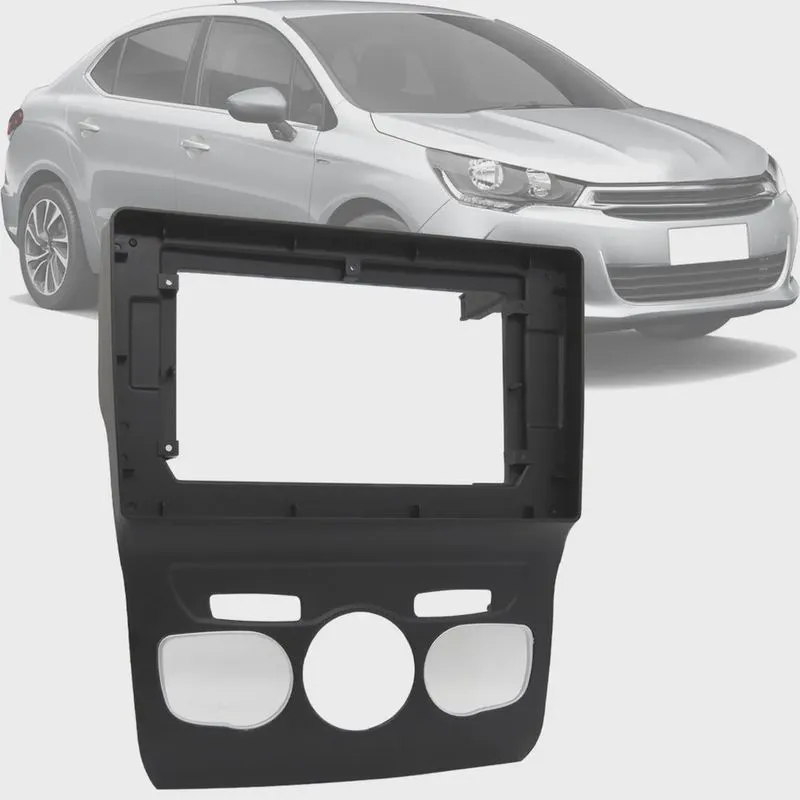 Moldura Painel 2 Din 10 Polegadas Citroen C4 2013 até 2016 Preto