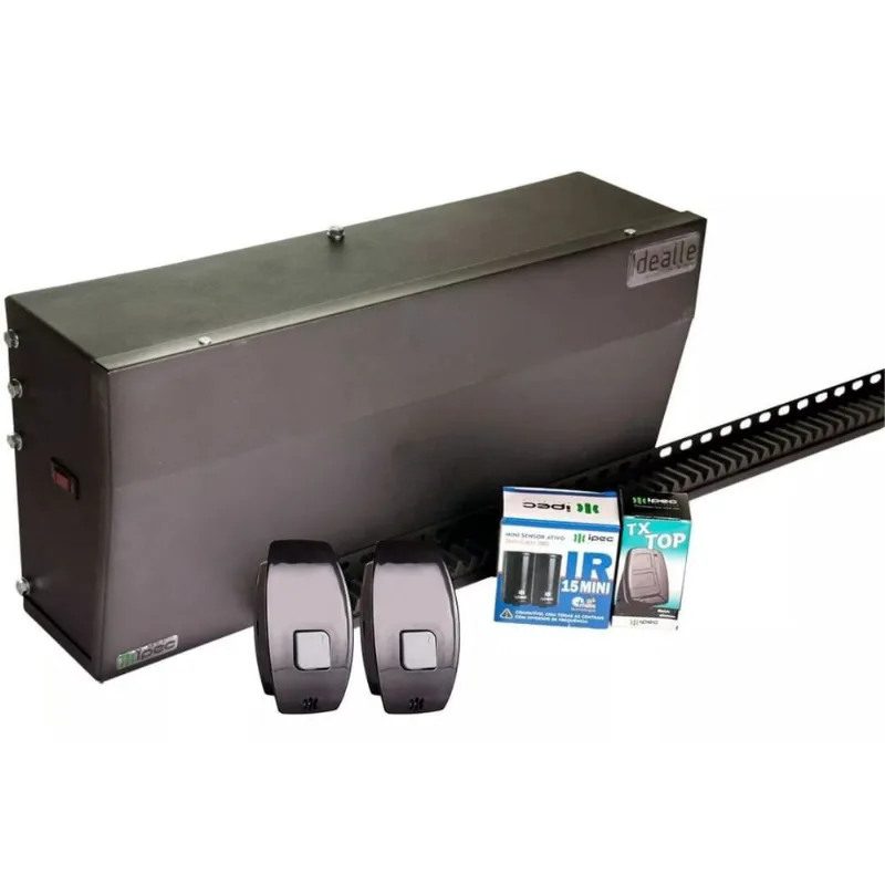 Automatizador para Porta Social Escritório Deslizante 1 Folha 60kg Com 2 Botoeiras Preta