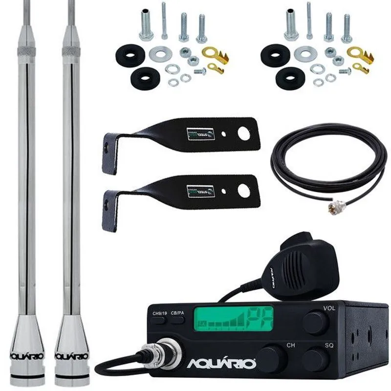 Rádio Px 40 Canais rp-40 Antena Marinox 2,70 metros Alongador 60cm Cabo 5,5 metros Suporte Mercedes Benz mb Atego