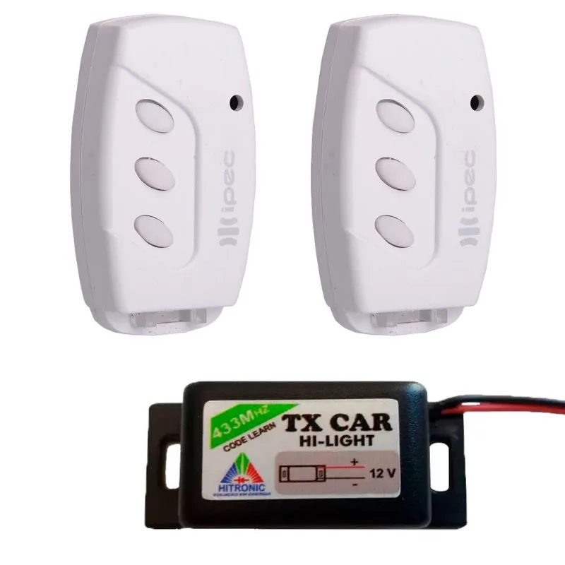 2 Controle Portão Eletrônico 2 Canais com Clip de Fixação + 1 Tx Car Prova de Água Farol Alto Carro Moto