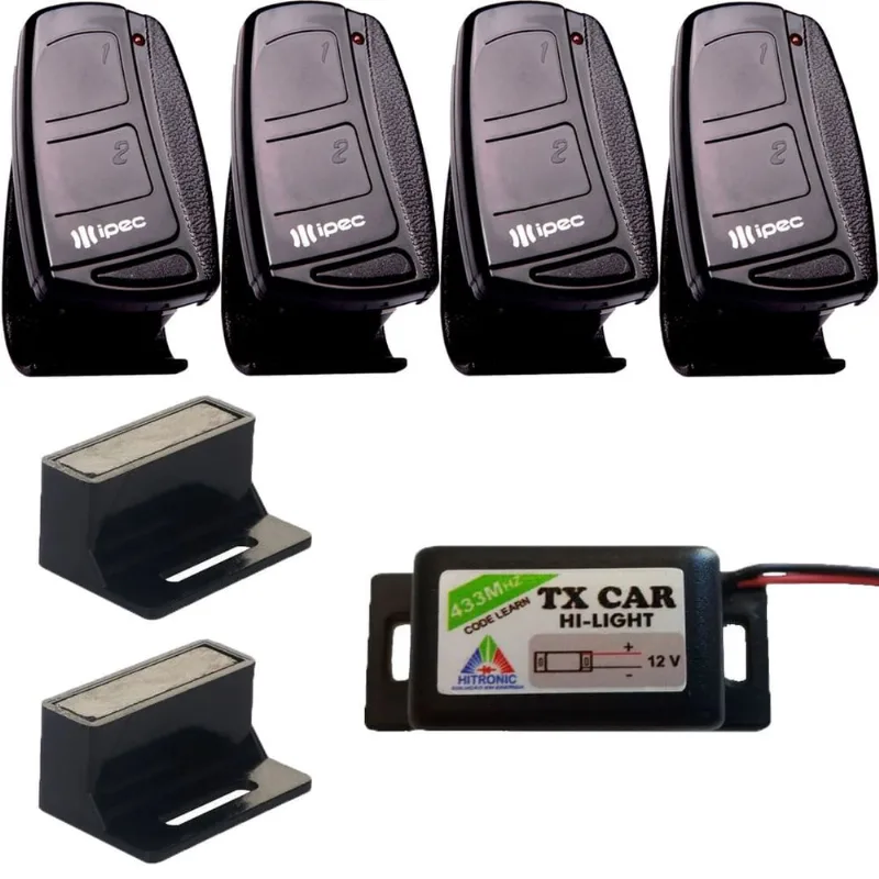 4 Controle Remoto 2 Canais com Cllip Fixação + Controle Tx Car Farol Alto Carro Moto + Sensor Fim de Curso Deslizante