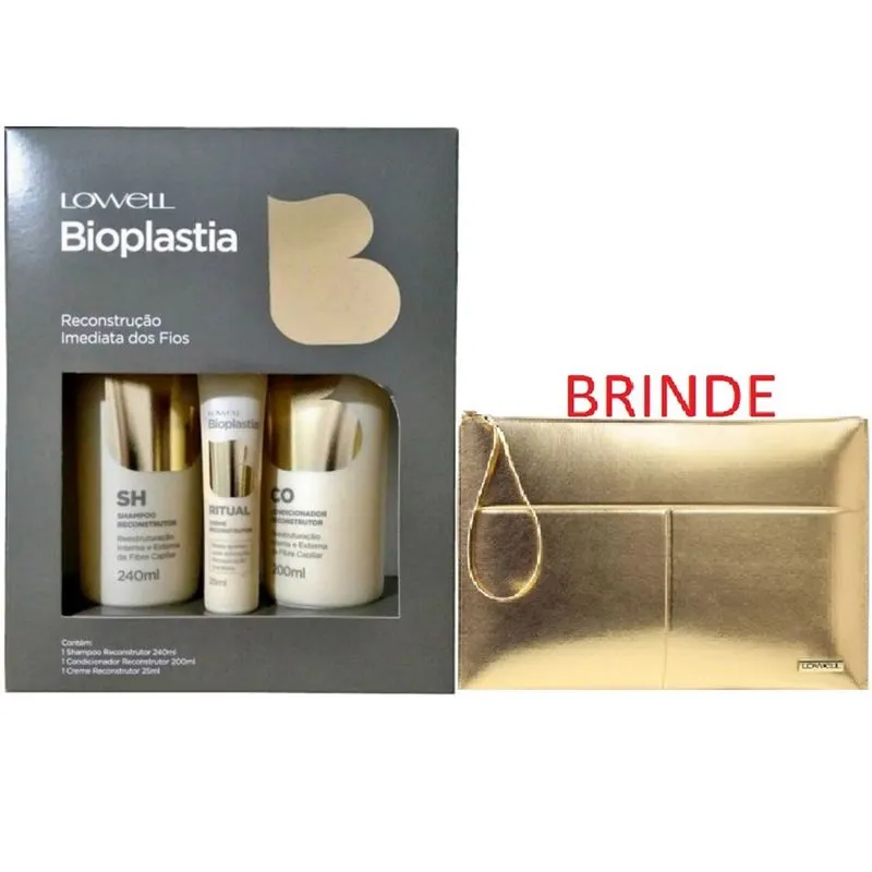 Kit Pequeno De RecontruÇÃO Bioplastia E Necessaire Dourada Lowell
