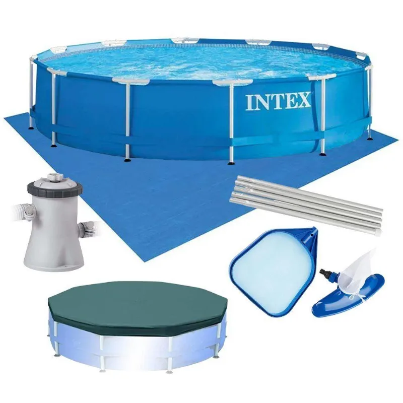 Piscina Estrutural Armação 4.485 Litros Azul Capa Bomba Filtrante 220v Forro Kit Limpeza Intex