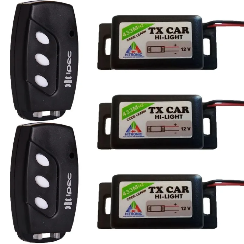 2 Controle Portão Alarme 3 Canais com Clip de Fixação + 3 Tx Car Carro Moto Farol Luz Alta Prova De agua