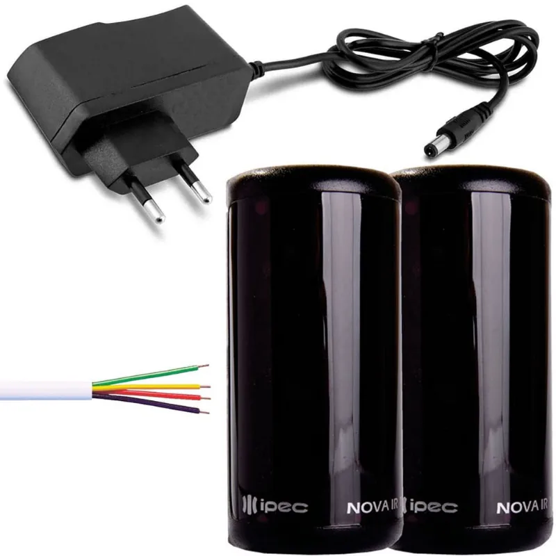 Sensor Barreira Ativo Feixe Simples Fonte 12V 2A Cabo 4 Vias 30 metros