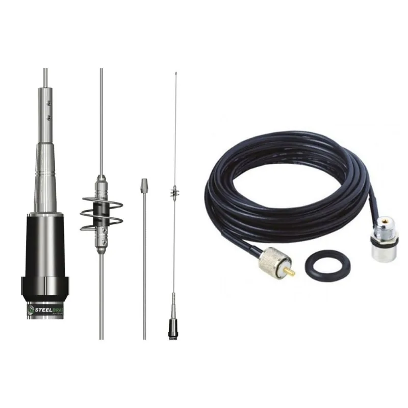 Antena Móvel Dual Band 86cm Ap0191 Steelbras Cabo Com Conectores 3,5 Metros
