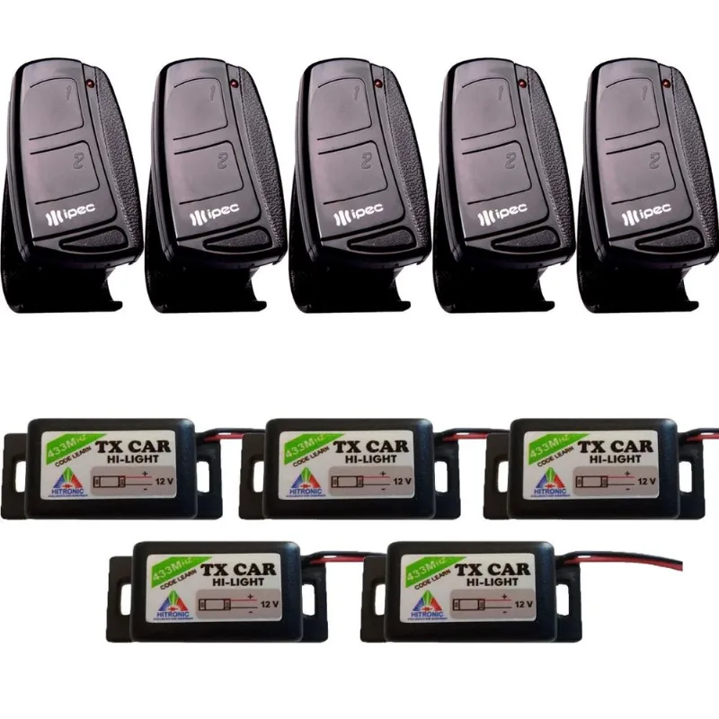 5 Controle Tx Top Preto + 5 Tx Car Prova De Agua H-Tronic 433,92mhz