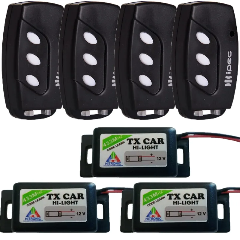 4 Controle Portão 3 Canais Clip de Fixação + 3 Tx Car Farol Luz Alta Prova de Água 433,92mhz Code Learn