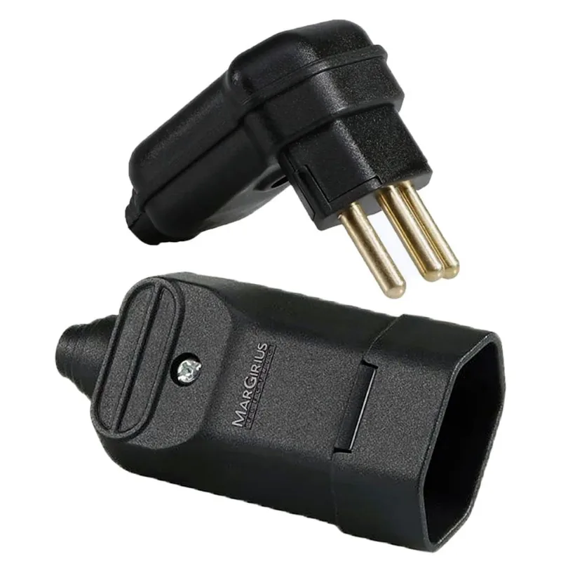 Plug Plugue Macho 90 Graus + Tomada Femea 3 Pinos 20a Preto