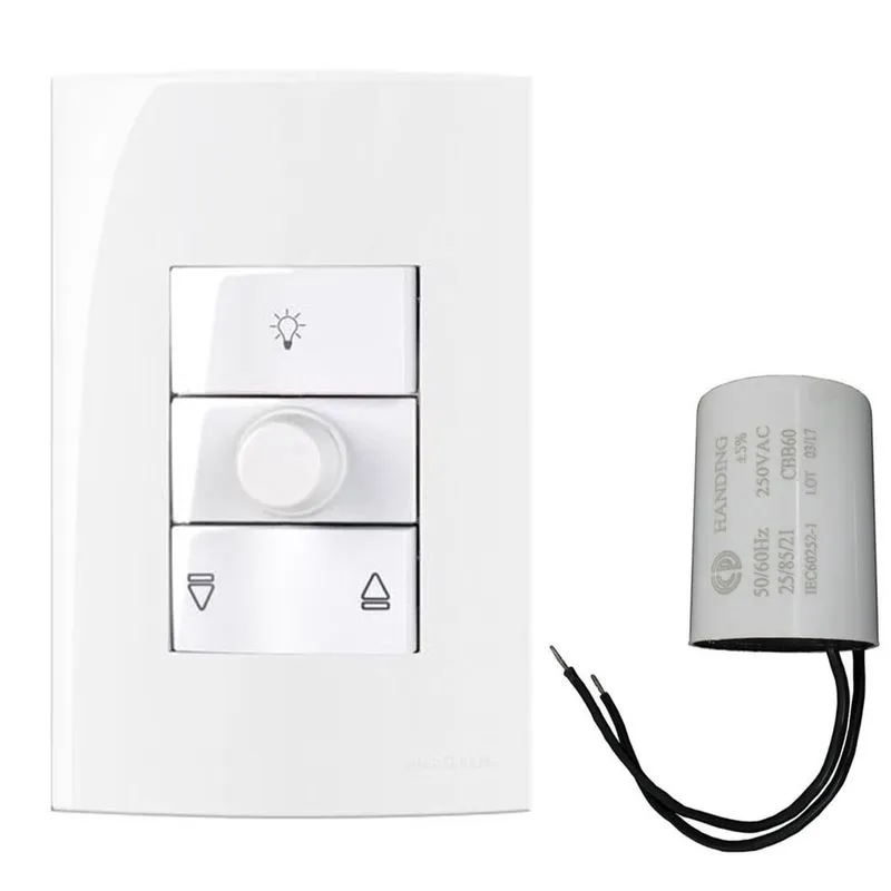 Conjunto Controle Ventilador De Teto 220V Branco Sleek Margirius + Capacitor 12UF
