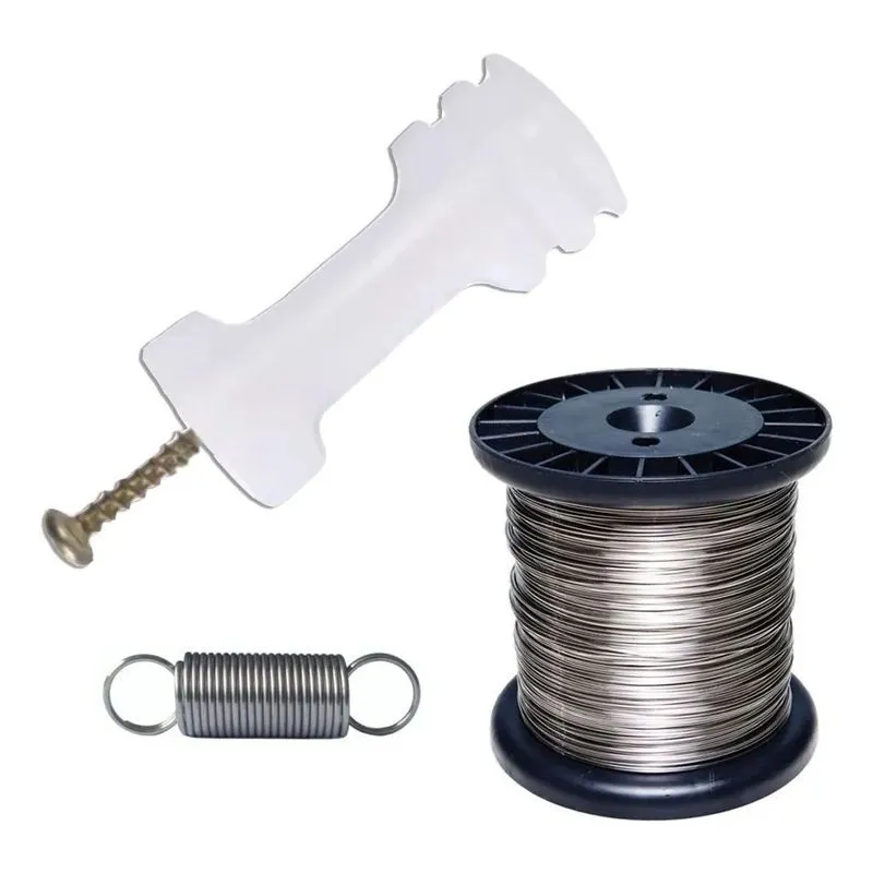 100 Isolador Maia Com Parafuso + 20 Mola De Repuxo + Rolo Arame Fio Aco Inox 0,45mm 268 Metros Cerca Eletrica