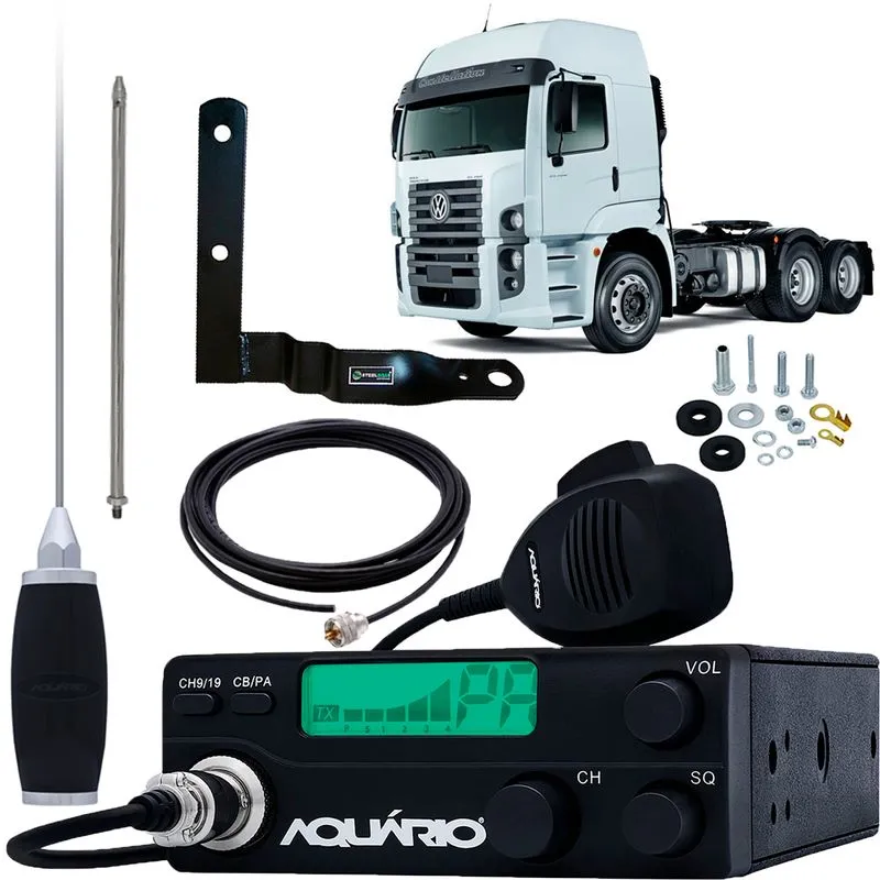 Rádio Px Rp-40 Antena 1,40 metros Alongador 25cm Cabo 5,5 metros Suporte Volkswagen Constellation Kit Parafusos Anti-Furto