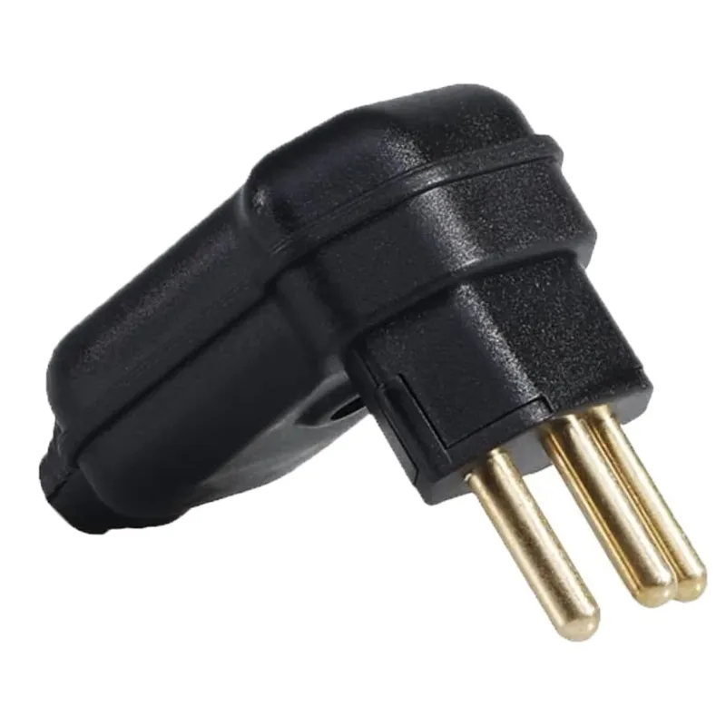 10 Plug Plugue Macho 3 Pinos 20a 90 Graus Prensa Cabos Preto
