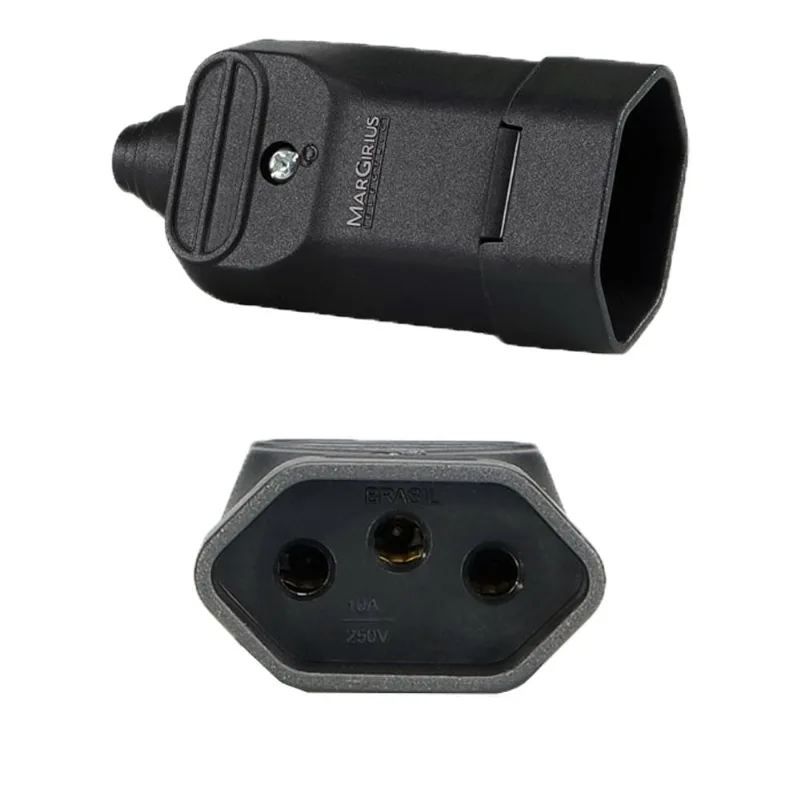 5 Tomadas Plug Femea 3 Pinos 10a Preto Com Prensa Cabos