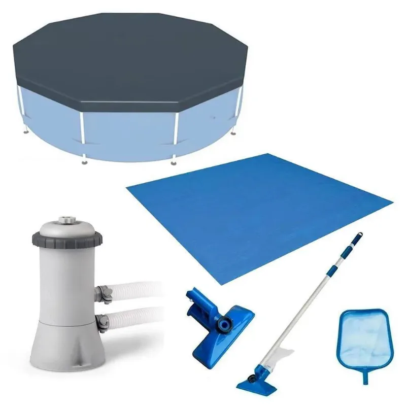 Kit Manutenção De Piscina Inflável Filtro 2.006 L-h Capa 366cm Forro Kit Limpeza 110v