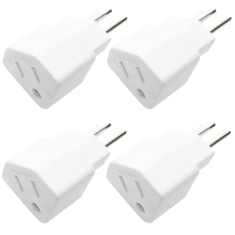4 Adaptador Tomada Americana Brasileira 3 Pinos 10a Branco