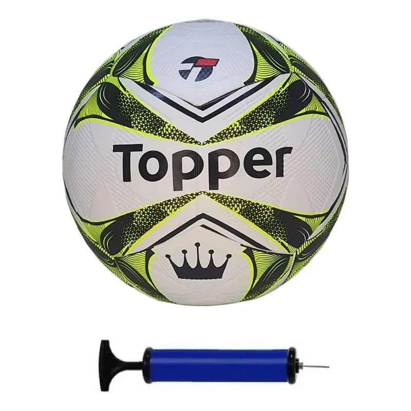 Bola Campo Topper Nova Slick + Bomba De Ar Cor Amarelo