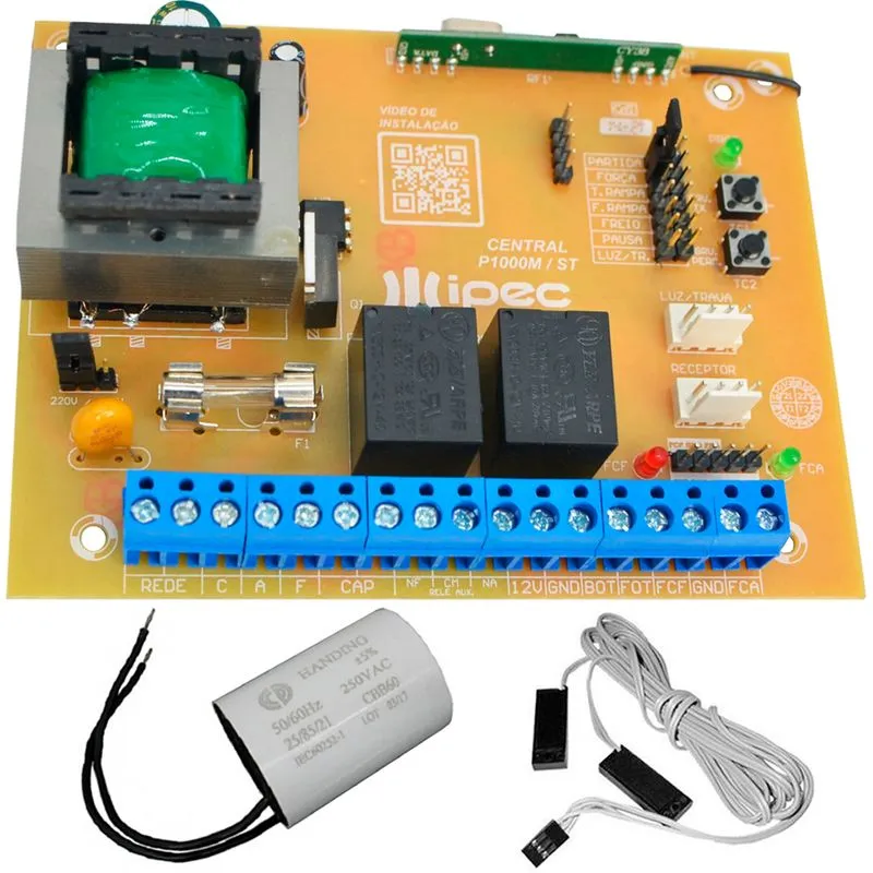 Placa Central Motor Portao Rossi Mx30 Kx30fs Sensor Deslizante Capacitor De Partida 25uf 127v
