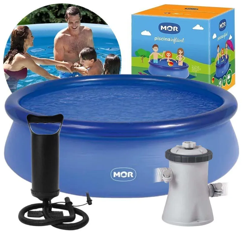 Piscina Inflável 2.400 Litros Circular 240cm Pvc Com Bomba Filtro Azul Mor 220v