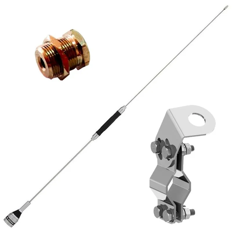 Kit Enfeite Antena PX 67cm Suporte Bi-Articulado Grade Tubular Tubos Strada Saveiro Montana S10 D20 Hilux L200