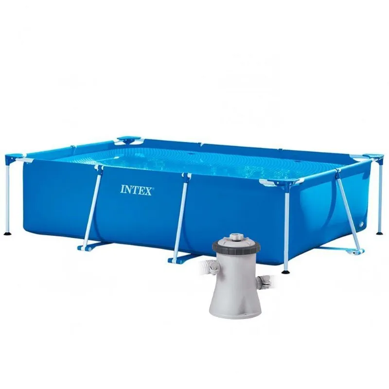 Piscina Estrutural Retangular 3.834 Litros Pvc Armação + Bomba Filtrante 110v Intex