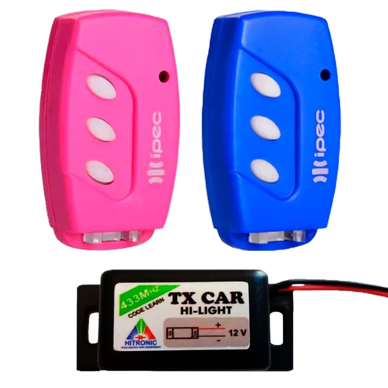 2 Controle Portão Eletrônico 3 Canais + 1 Tx Car Farol Alto Carro Moto á Prova de Água