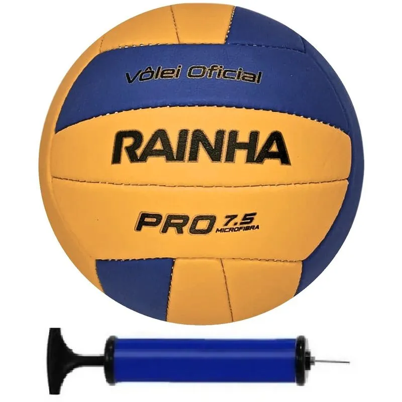 Bola Rainha Volei 7.5 PRO Oficial + Bomba de ar Amarelo/Azul
