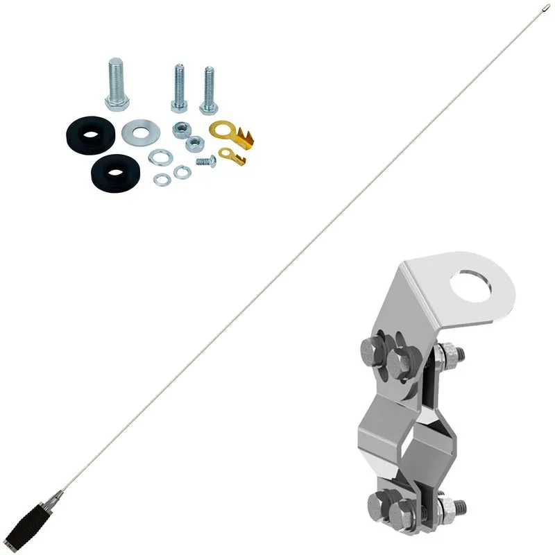 Kit Enfeite Antena Movel Px Inox 1,40 Metros Suporte Grade Tubular Tubos Parafusos Fixacao