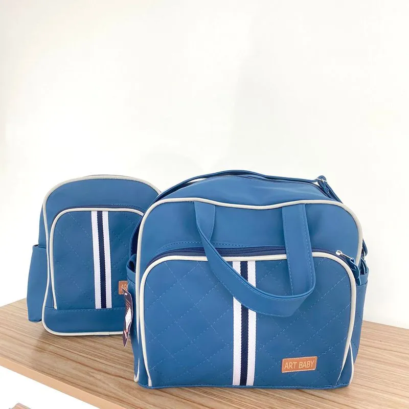 Kit Bolsa Maternidade (Bolsa e Mochila) Azul Marinho Nayane Art Baby