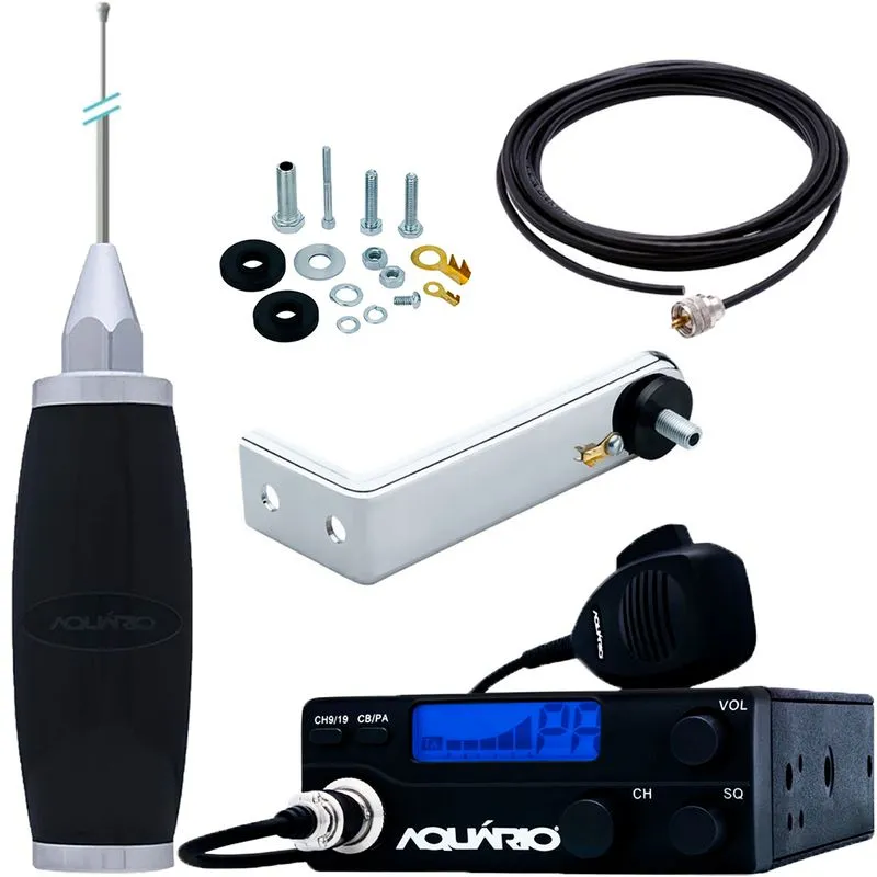 Radio Movel Px 40 Canais Am Antena Maria Mole 2,70m Cabo 5,5m Suporte Em L Universal Parafusos Fixacao