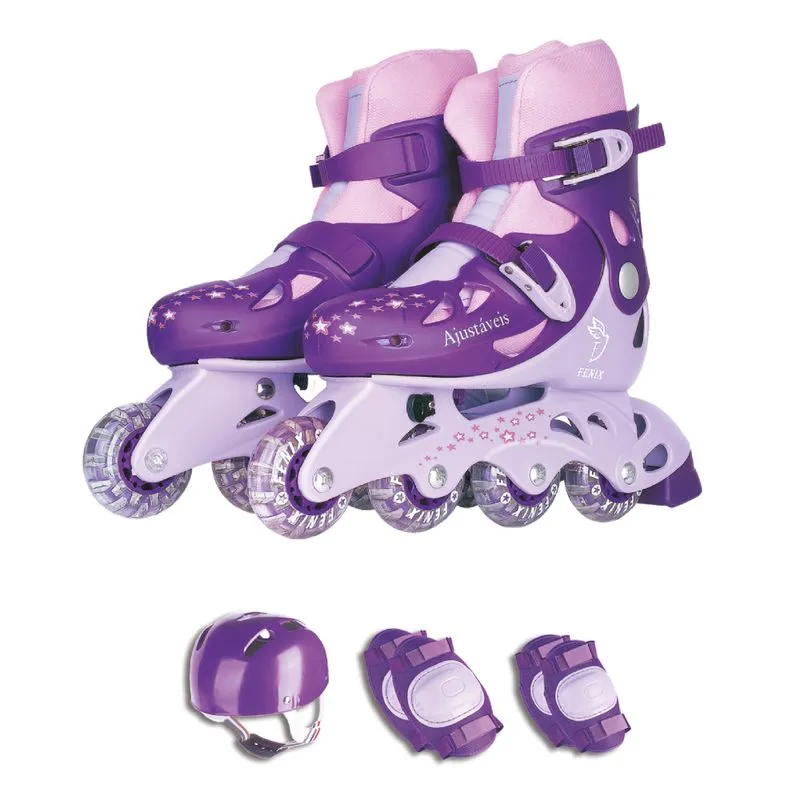 Patins Inline Ajustável Com Acessórios Fenix