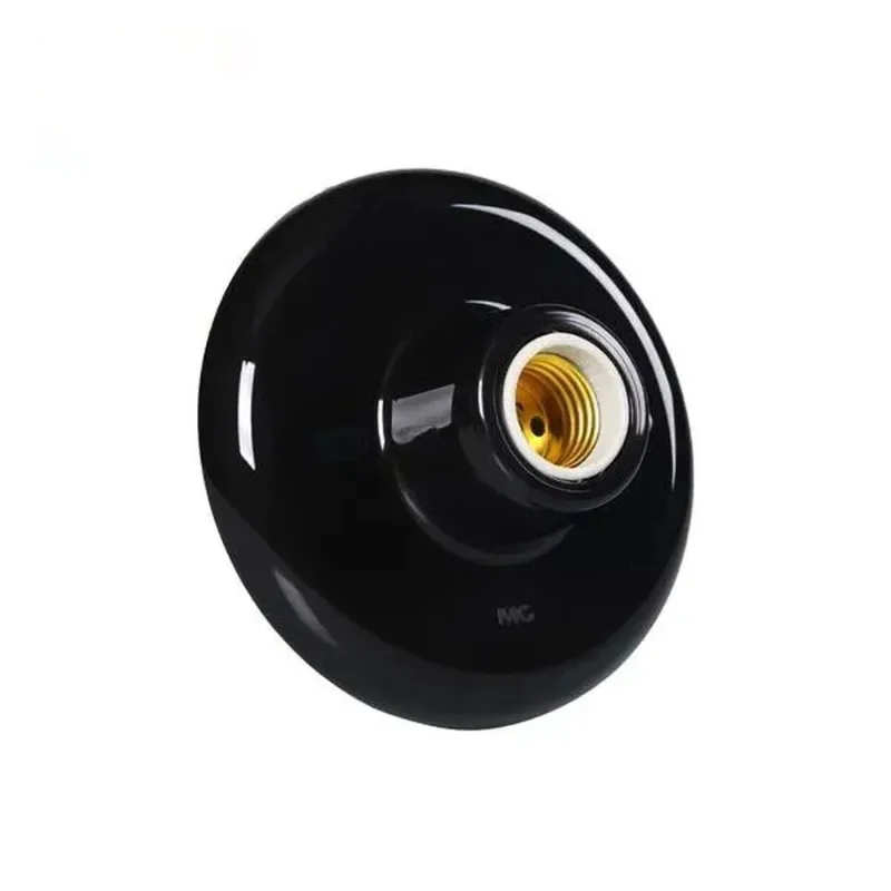 10 Plafon para Lampadas Soquete Bocal E27 Porcelana Anti Giro Preto PLF-100 Margirius