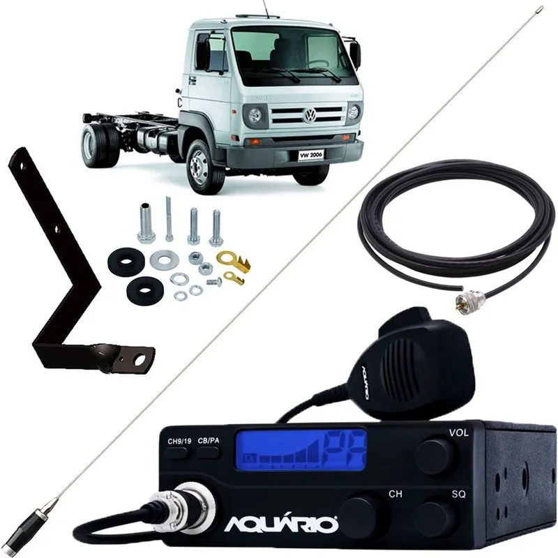 Rádio Móvel Px Antena Mini Maria Mole Inox 1,40m Cabo 5,5m Volkswagen vw Delivery Parafusos