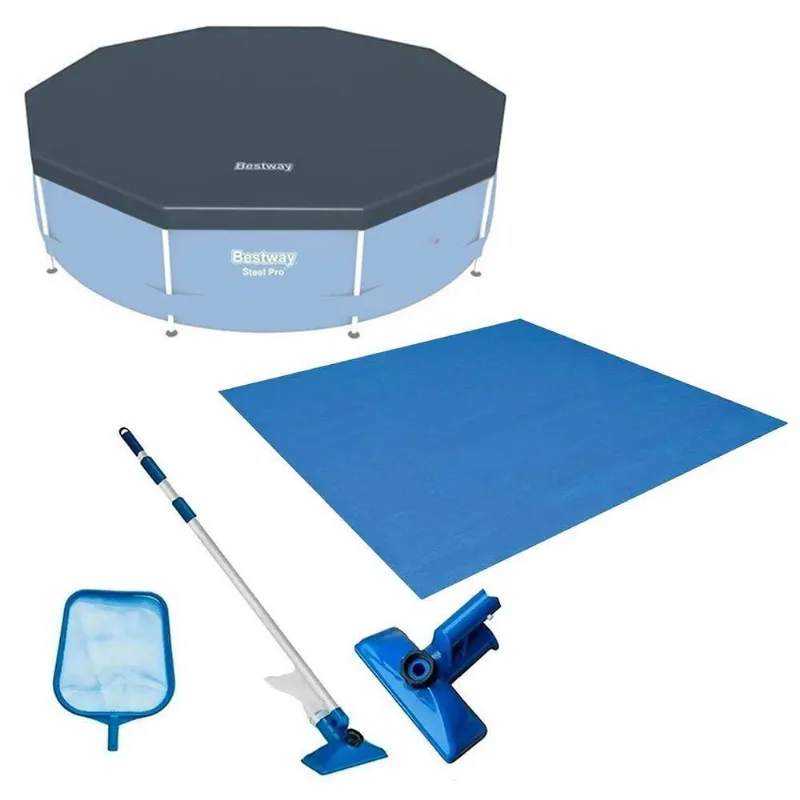 Kit Com Capa 366 Cm Estrutural + Forro E Kit Limpeza Bestway