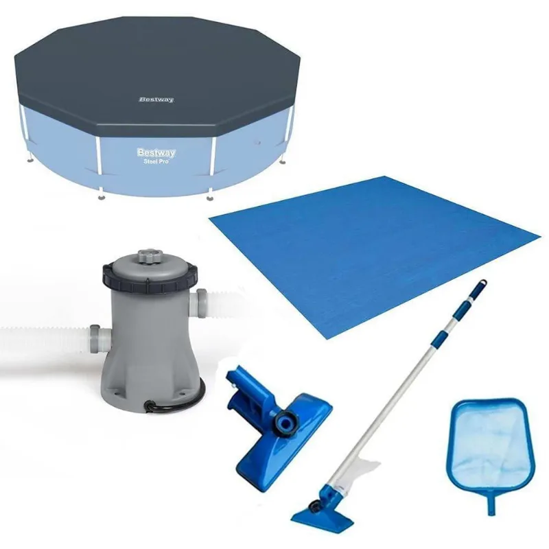 Kit Filtro 1.250 Litros-hora 220v + Capa 305 Estrutural + Forro + Kit Limpeza Bestway