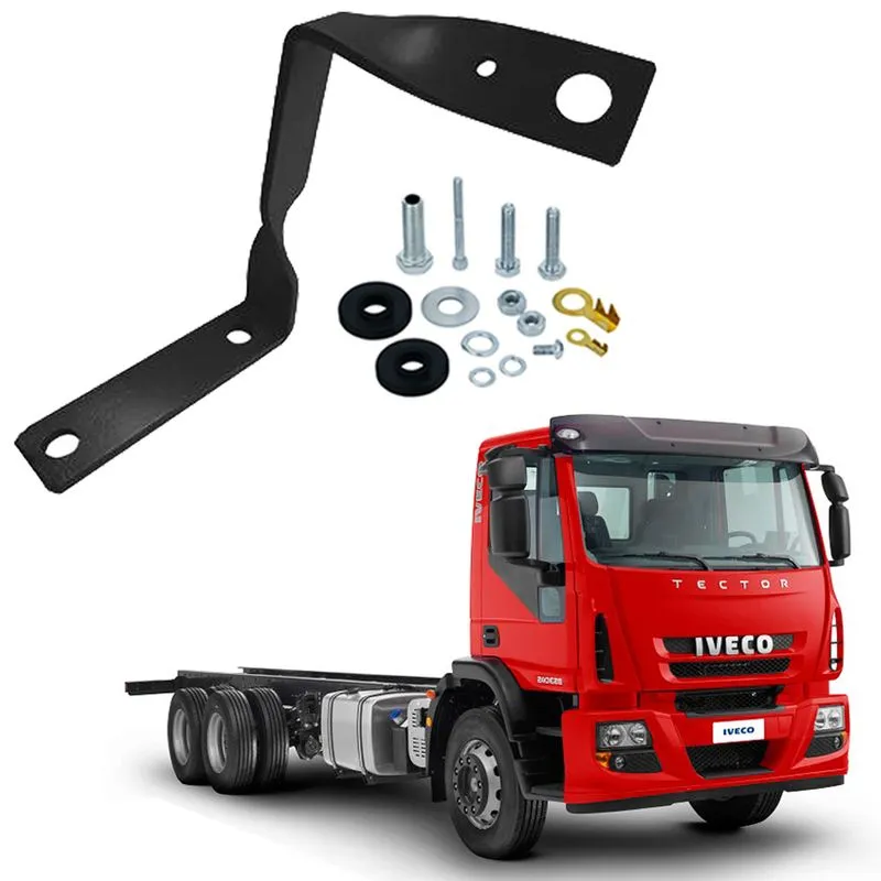 Suporte Dianteiro Antena Px Parachoque Iveco Tector Lado Carona + Parafusos Anti-furto