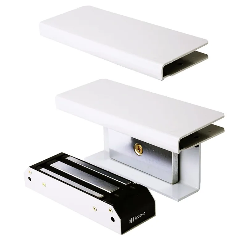 Fechadura Magnética M150 Eletroímã 150kg + 2 Suporte Porta Vidro Blindex Branco