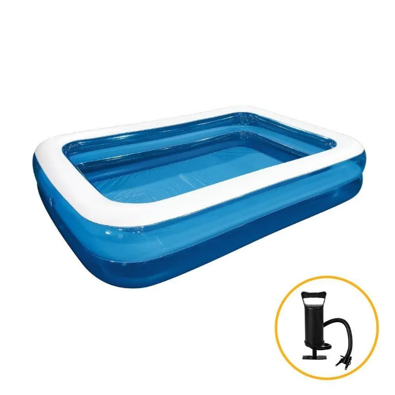 Piscina Inflável Retangular Familiar 440 Litros Com Bomba De Inflar Jilong