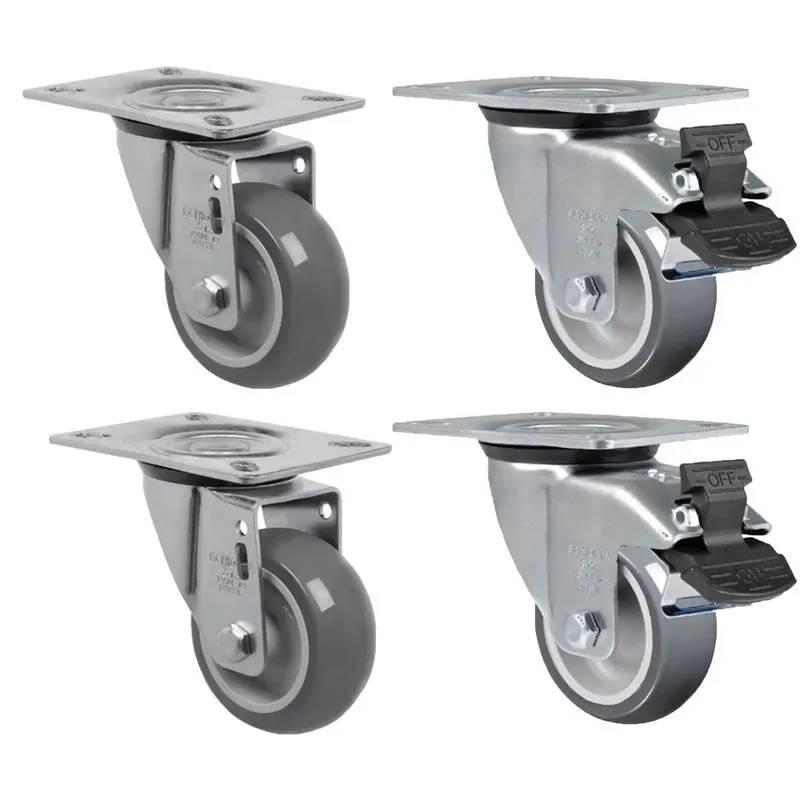 16 Rodizio Roda Placa Giratorio Sem Freio Gl312 + 16 Com Freio Gl312bp 60kg 3 Polegadas Pvc Schioppa