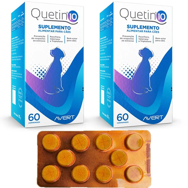 2 Suplemento Alimentar Quetin 10 Para Caes 120 Comprimidos Avert