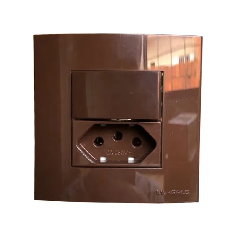 Tomada 3 Pinos 10a + Interruptor Simples Paralelo Branco Móvel Marmore Drywall Gesso Granito Móveis Pedra Embutir Margirius