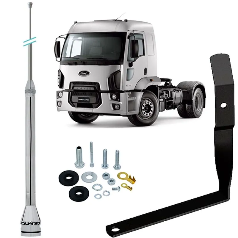 Antena Movel Px Inox 2,70m Alongador 60cm Suporte Ford Cargo Lado Carona Parafusos Anti-furto