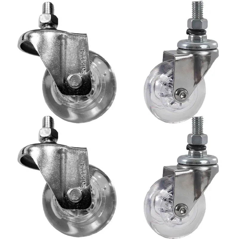2 Rodizio Roda Giratorio + 2 Fixo Gel 50mm Parafuso Espiga 3-8 50kg Schioppa