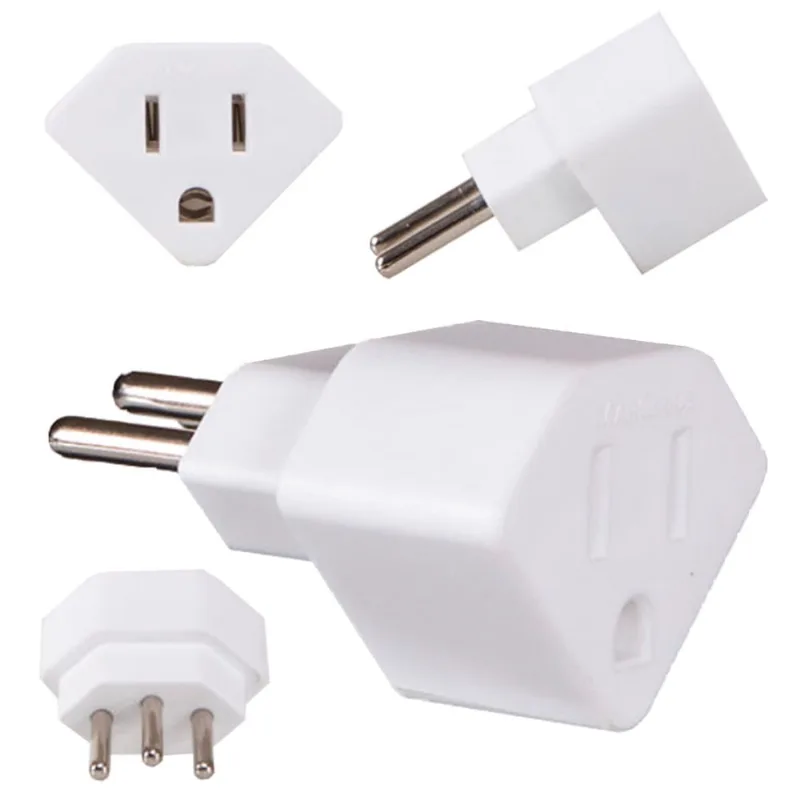 12 Adaptador Tomada Americana Brasileira 3 Pinos 10a Branco Margirius