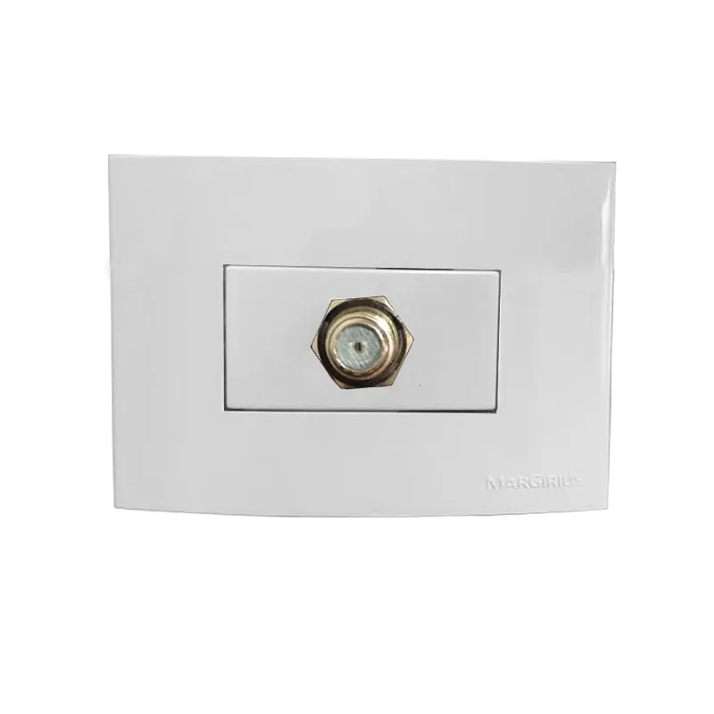 Conjunto Móvel Embutir Madeira Painel Módulo Tv Cabo Coaxial Branco Sleek Alto Brilho Margirius