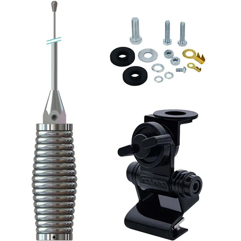 Antena Px Cromada Bobinada Maria Mole 2,70m Suporte Capo Porta Malas Parafusos Fixacao
