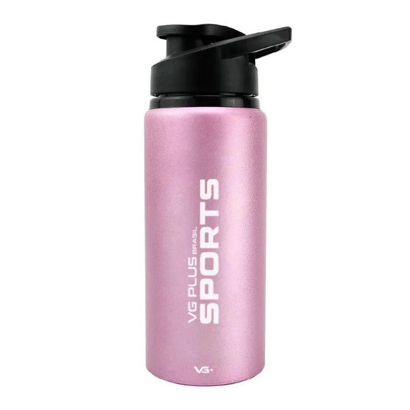 Garrafa Squeeze Alumínio Brilhante Com Trava 750ml Academia Vg+ Rosa