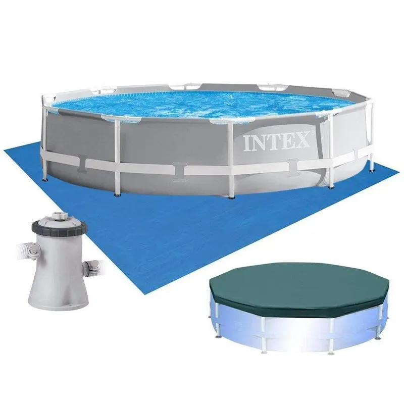 Piscina Intex 4.485 Litros Estrutural Prism Cinza Capa Bomba 220v E Forro Intex