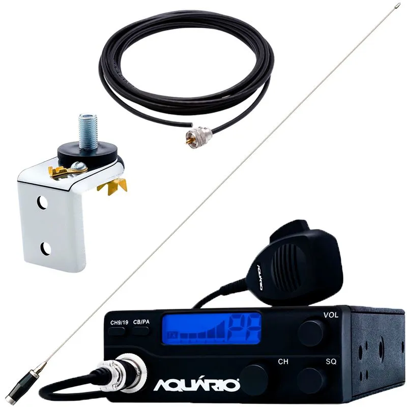 Radio Px 40 Canais Antena Inox 1,40m Cabo 5,5m Suporte L Universal Parafusos Fixacao